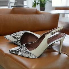 Мюли на шпильке с питоновыми вставками